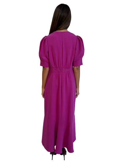 Me+Em Magenta Iris Crepe Midi Dress. Size: 12