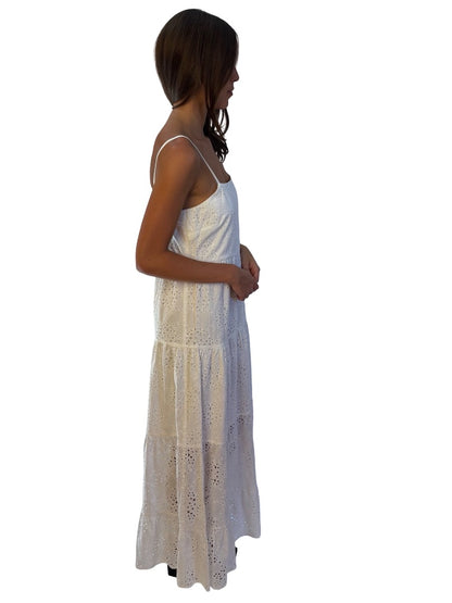 Sir The Label White Tiered Cotton Maxi Dress. Size: 2