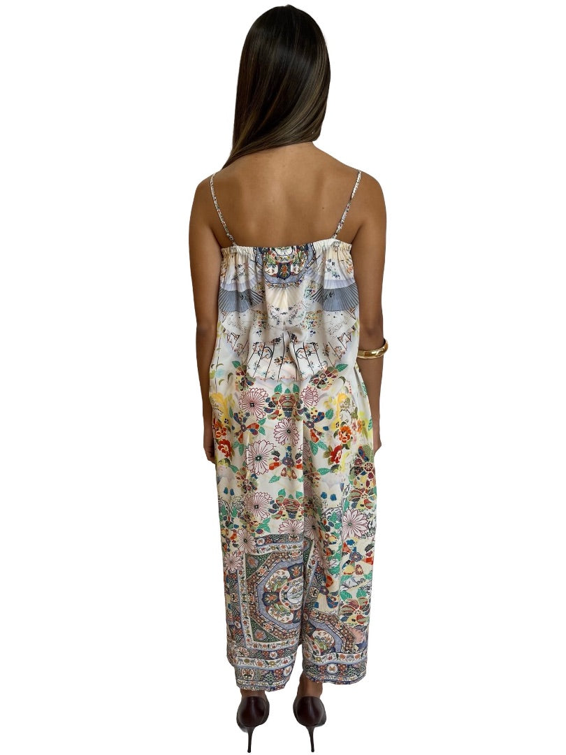 Camilla Multi-Colour Silk Print Strap Dress. Size: O/S