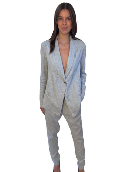 Transit Par Such Grey Pattern Blazer & Pant Set. Size: 4 & 2