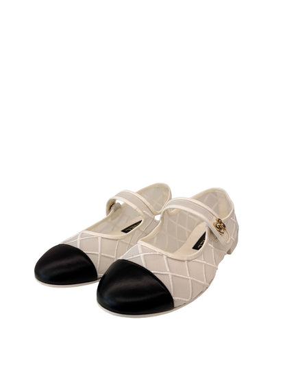 Chanel White Mary Jane Mesh Ballet Flats. Size: 38C