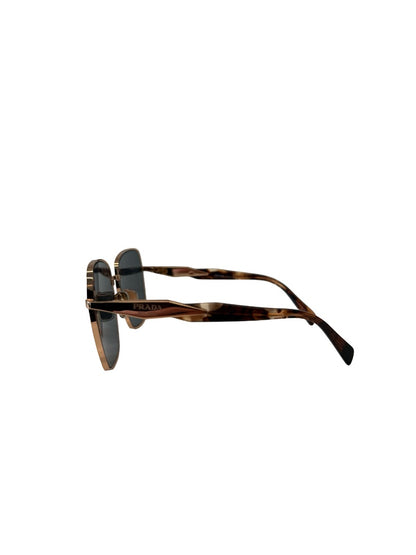 Prada Rose Gold Metal 64ZS Oversized Square Sunglasses.