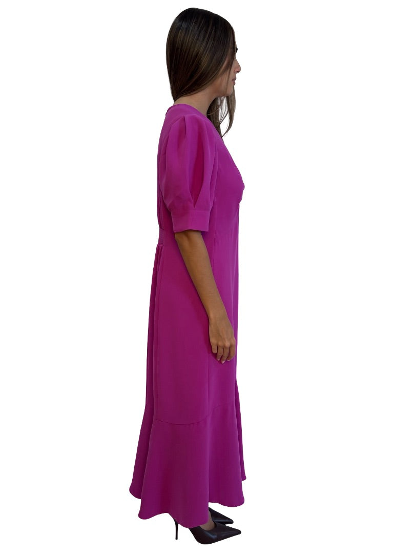 Me+Em Magenta Iris Crepe Midi Dress. Size: 12