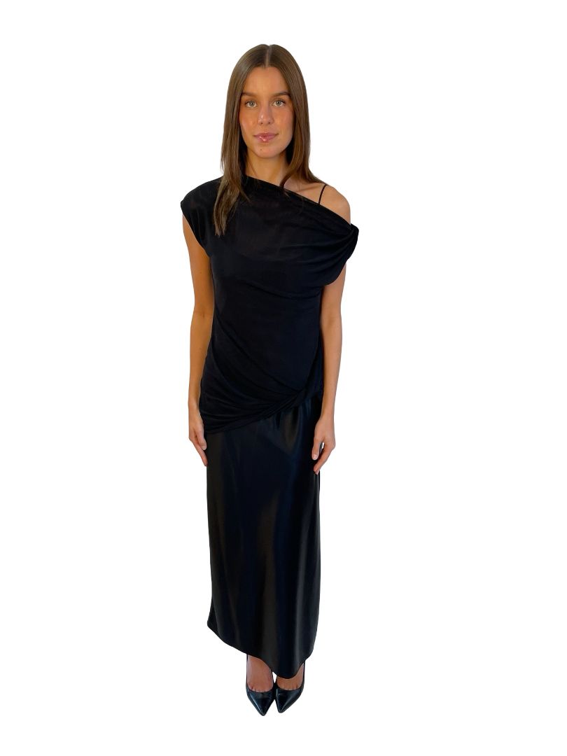 Camilla & Marc Black Mesh / Satin Top / Dress Set. Size: 6
