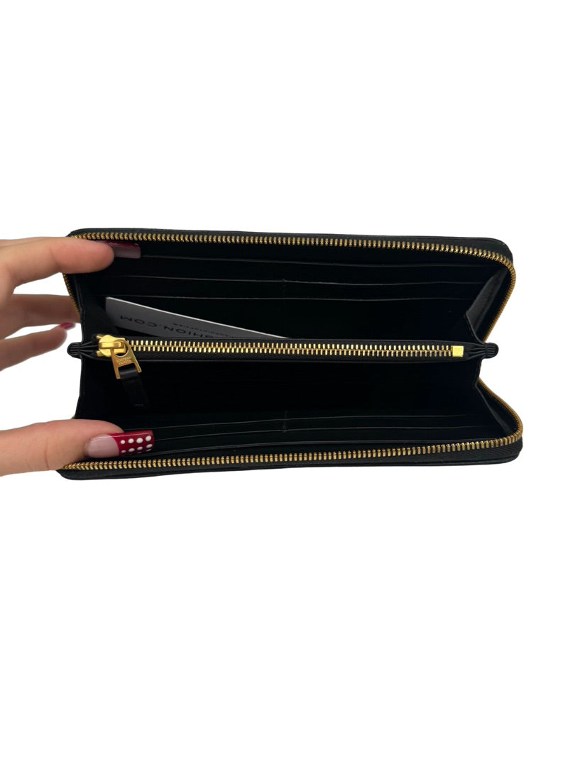 Bottega Veneta Black Zip Around Embossed Quilted Leather Wallet. Size: OS
