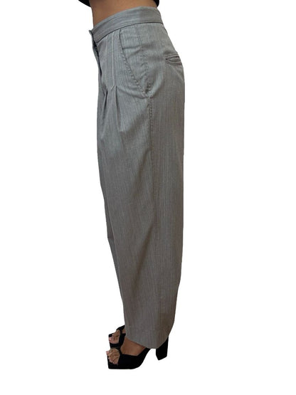Bassike Grey Pleated Wool Pants. Size: 0
