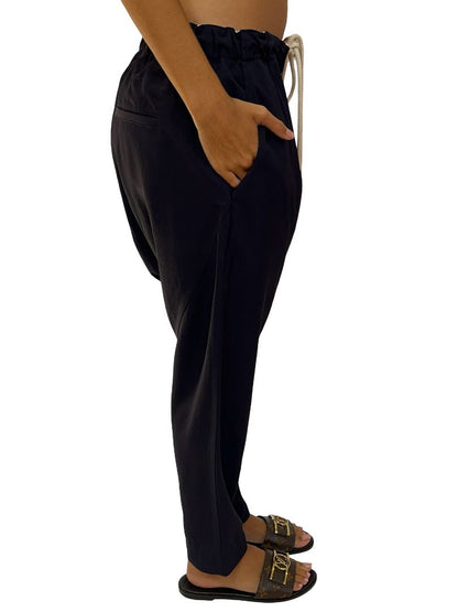 Bassike Navy Drop Crotch Drawstring Pants. Size: 1