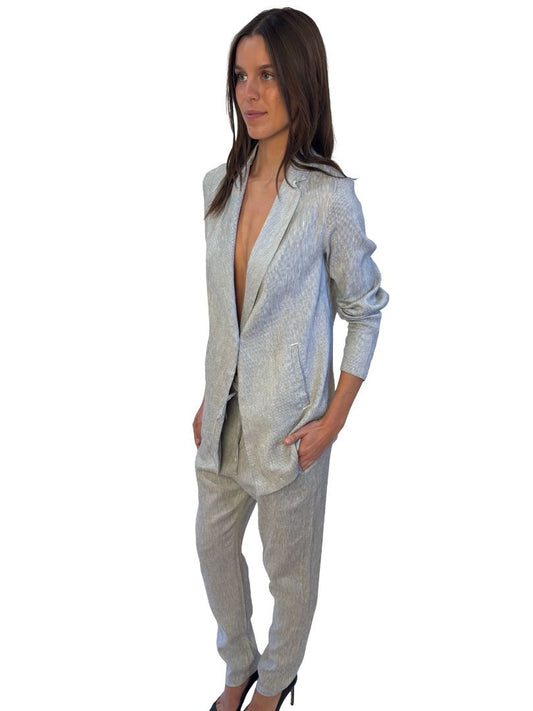 Transit Par Such Grey Pattern Blazer & Pant Set. Size: 4 & 2