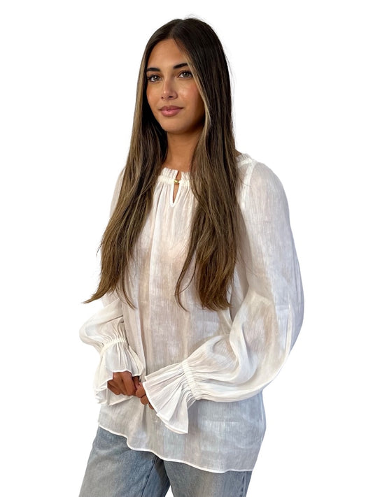Aje White Linen / Silk Blend Blouse. Size: 6