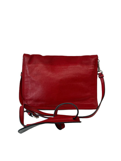 Prada Red Glace Calf Etiquette Flap Crossbody Bag.