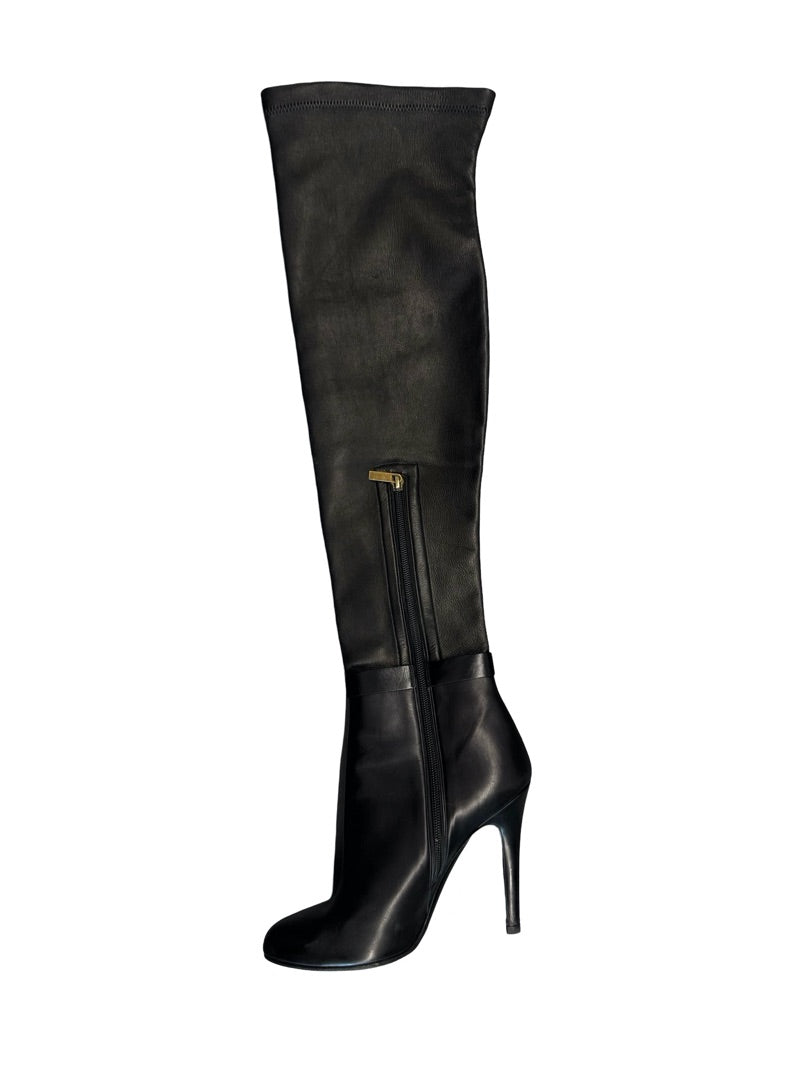 Jimmy Choo Black Long Leather Heeled Boots. Size: 38.5