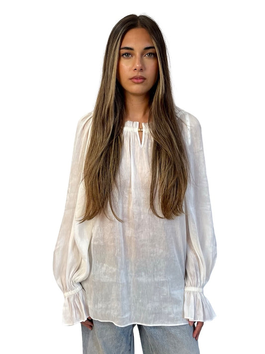 Aje White Linen / Silk Blend Blouse. Size: 6
