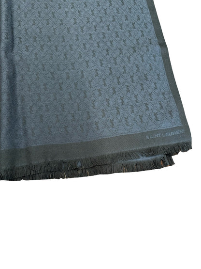 Saint Laurent Navi/Black Monogram Jacquard Scarf. Size: 170cm x 64cm