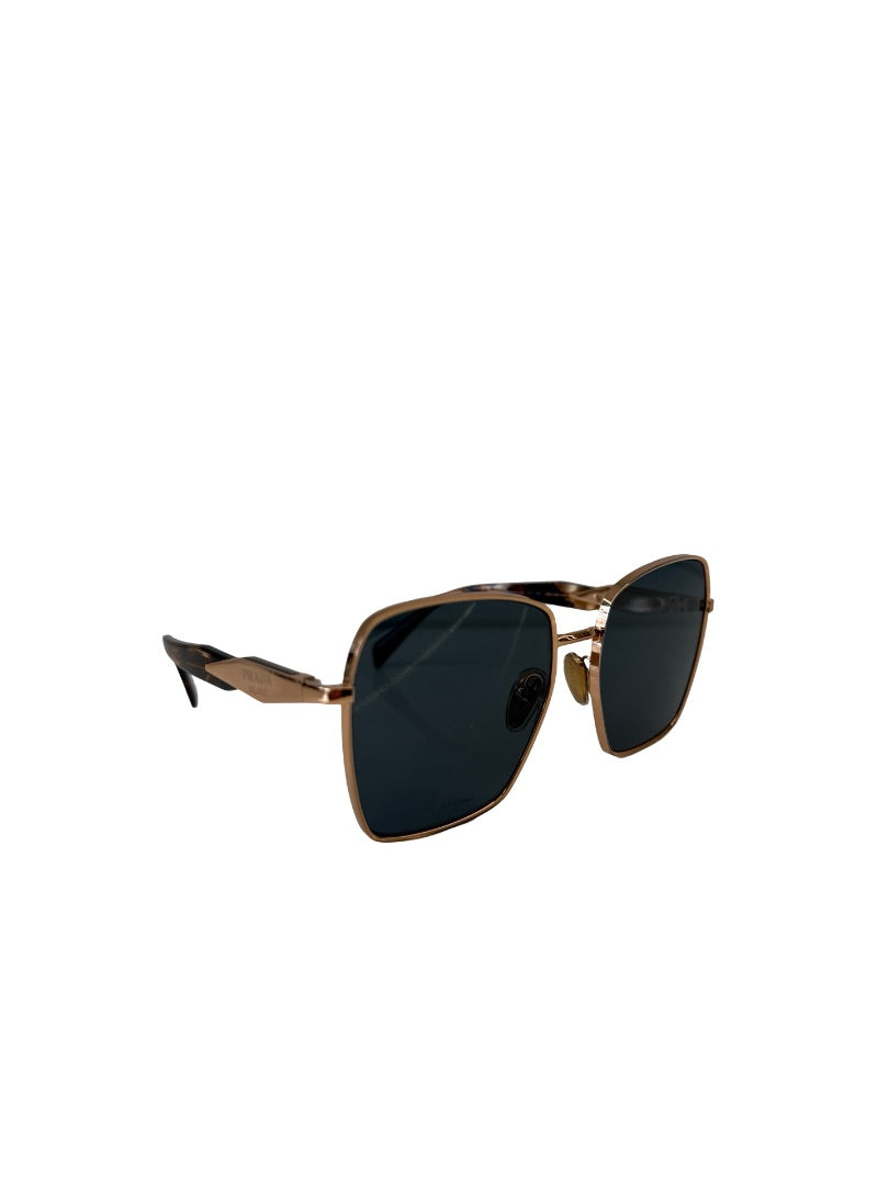 Prada Rose Gold Metal 64ZS Oversized Square Sunglasses.