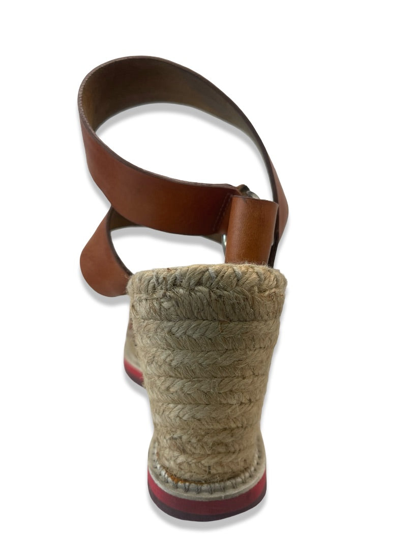 Stella McCartney Tan Wedge Heel w/ Leather Straps. Size: 39