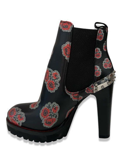 Alexander McQueen Black Poppy Heeled Low Boots. Size: 35