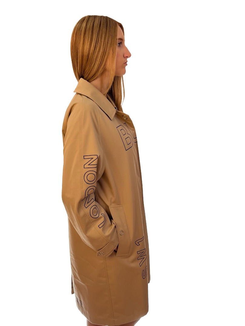 Burberry Beige Garbadine Horseferry Trench Coat. Size: 4