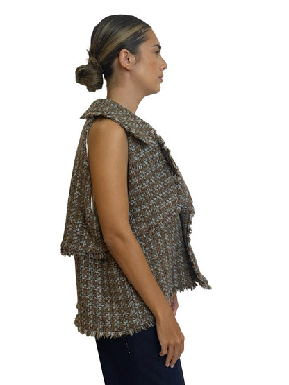 Nevenka Brown/Grey Wool Short Coat. Size: 6
