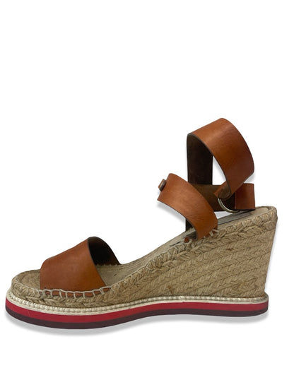 Stella McCartney Tan Wedge Heel w/ Leather Straps. Size: 39