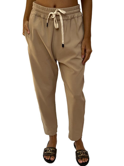 Bassike Tan Stretch Twill Tapered Slouch Pants. Size: 2