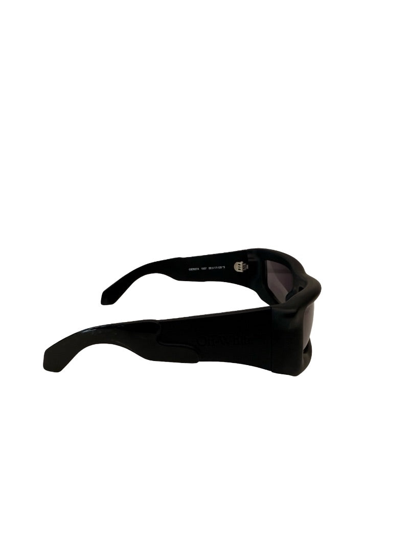 Off-White Black "Volcanite' Shield Sunglasses.
