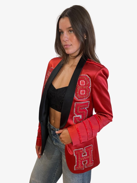 Hilfiger Collection Red Blazer w Embellished Detail. Size: M