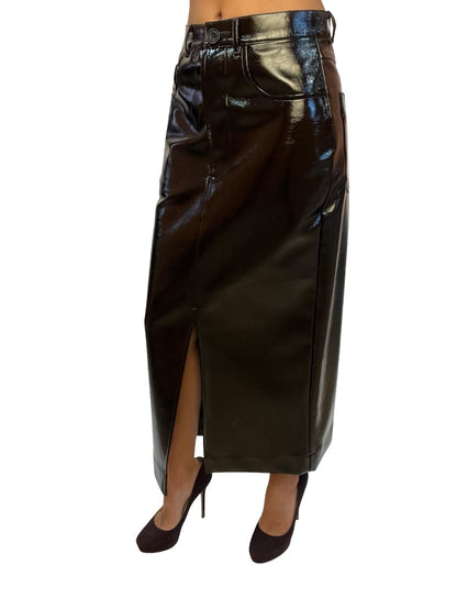 O.P On Parks Black Vinyl Skirt. Size: 8
