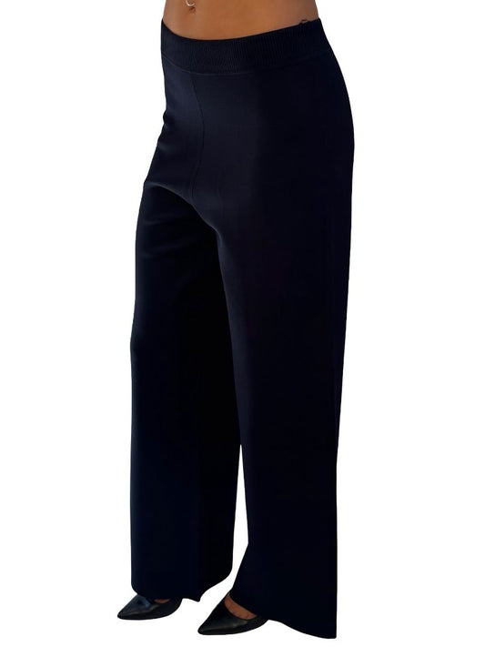 Scanlan Theodore Navy Crepe Knit Wide Leg Pant. Size: M