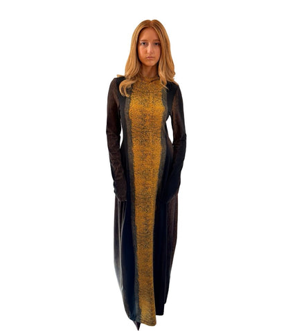 Camilla and Marc Brown/Orange 'Serpentine' Maxi Dress. Size: 10