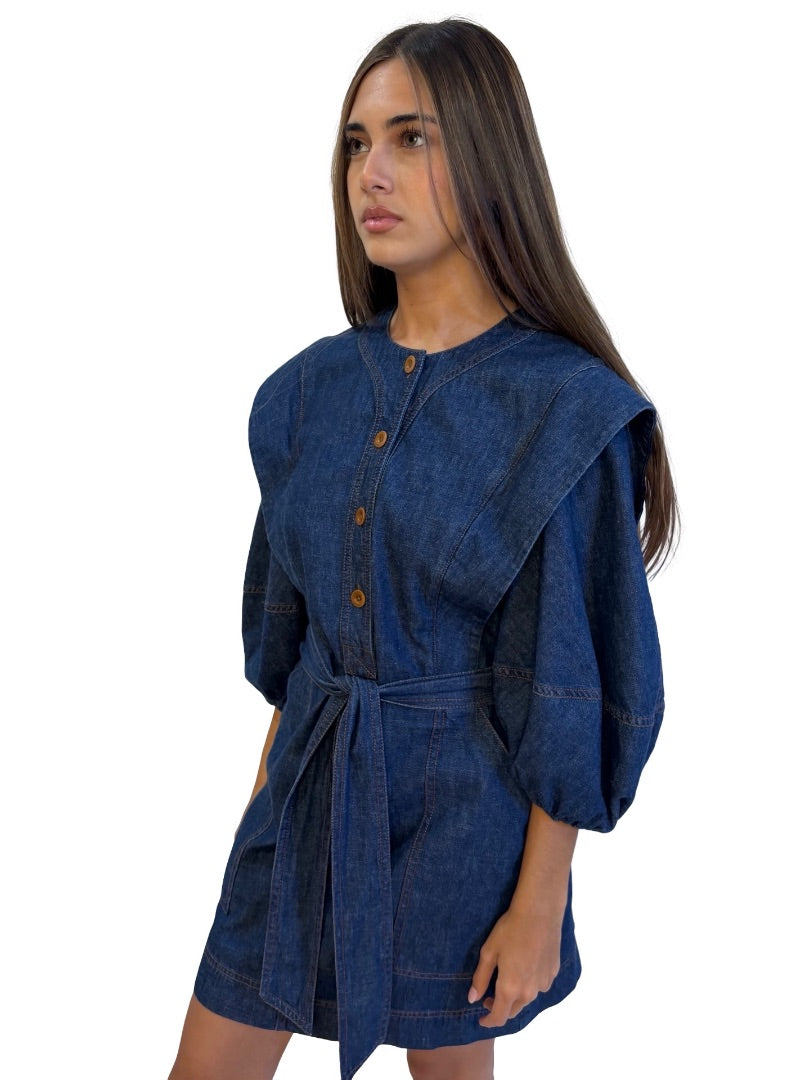 Zimmermann Dark Denim Neck Tie Dress. Size: 1