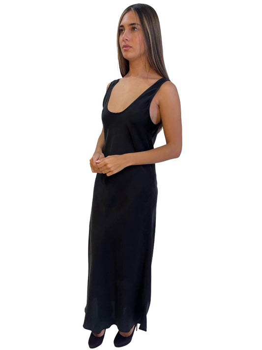 Silk Laundry Black Silk Scoop Dress. Size: S