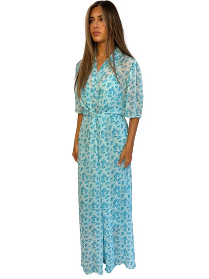 Lee Mathews Blue Blurry Print Dress. Size: 5