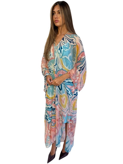 Etro Multi-Colour Sheer Print Kaftan. Size: 48