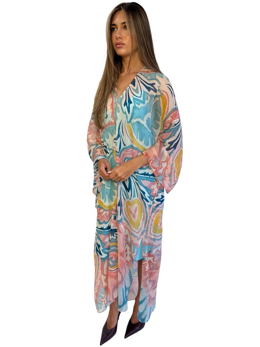Etro Multi-Colour Sheer Print Kaftan. Size: 48