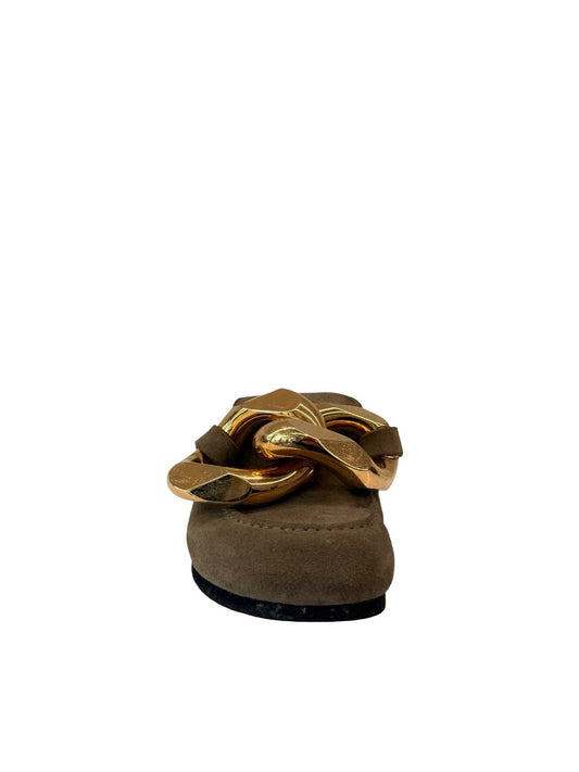 JW Anderson Khaki Suede Chain Mules. Size: 37