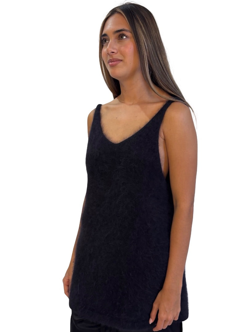 Willow Black Angora Singlet. Size: L