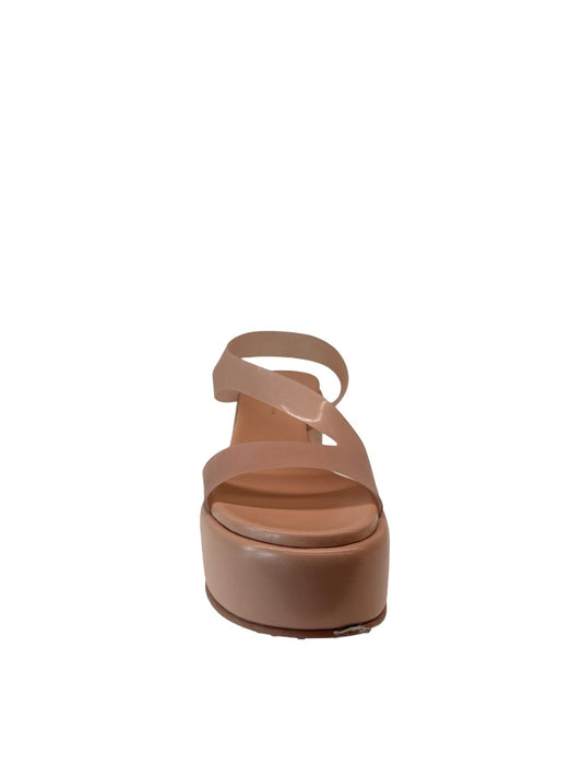 Gianvito Rossi Nude 'Flexi Nappa' Platform Wedge Sandals. Size: 38