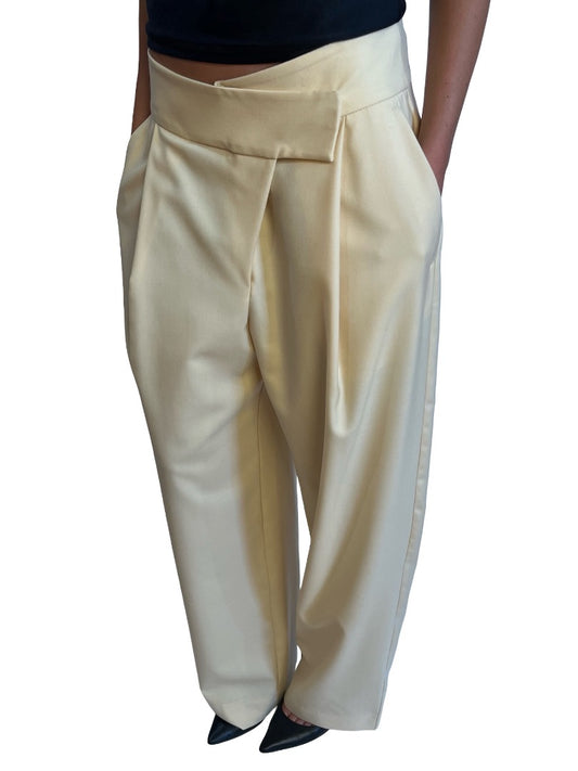 Esse Studios Yellow Asymmetric 'Delphi' Trousers. Size: 10