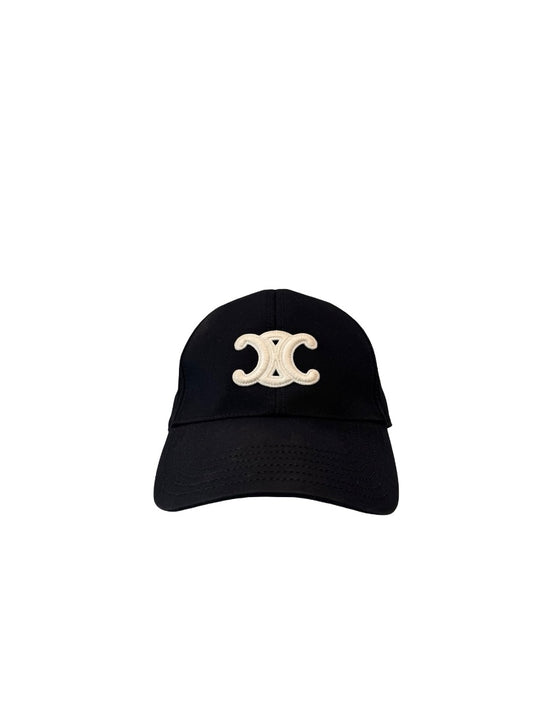 Celine Black Logo Cap. Size: M