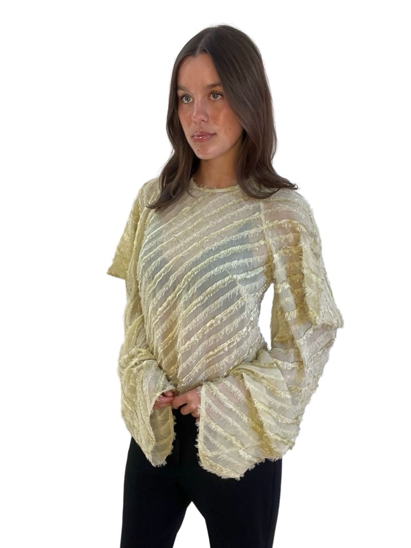 Sid Neigum Gold Oversized Frilled Top. Size: 0