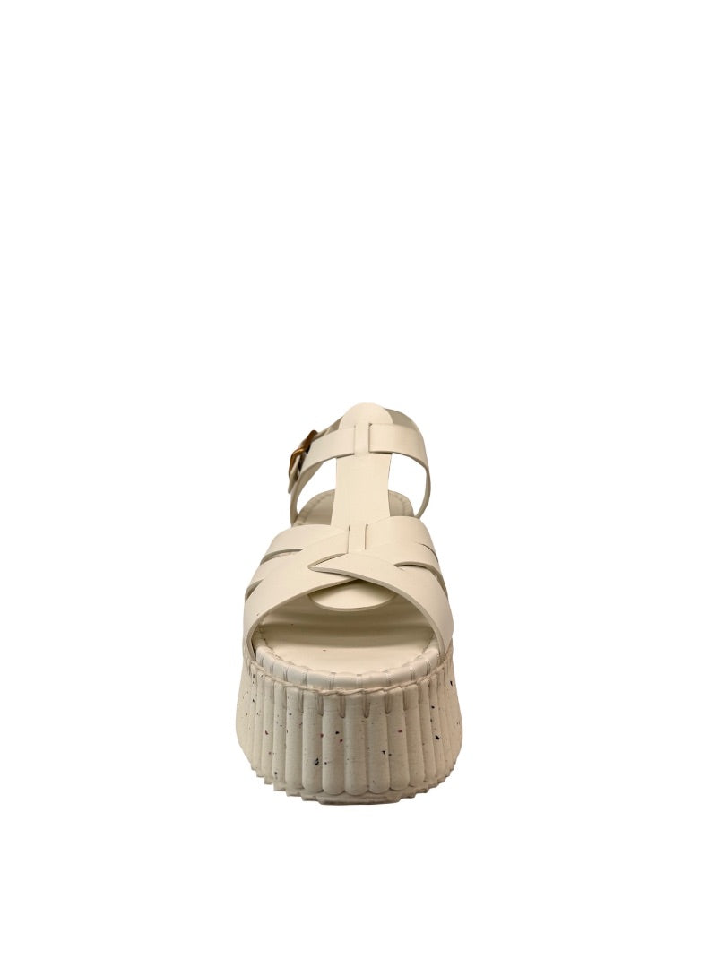 Chloe White Nama 80 Leather Platform Sandals. Size: 40