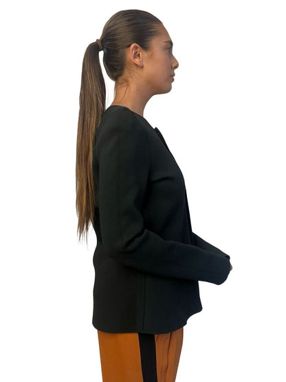 Scanlan Theodore Green Crepe Knit Zip Up Blouse. Size: L