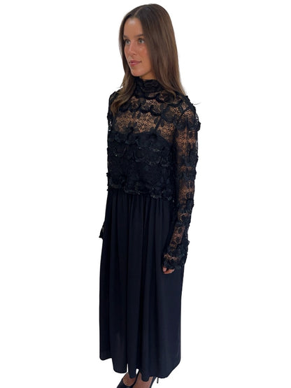 Scanlan Theodore Black Lace Tassel Top/Dress Set. Size: 10