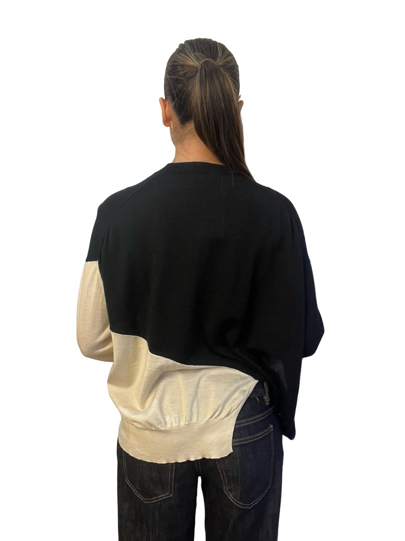 Celine Black / Cream Two Tone Knit Long Sleeve. Size: XS