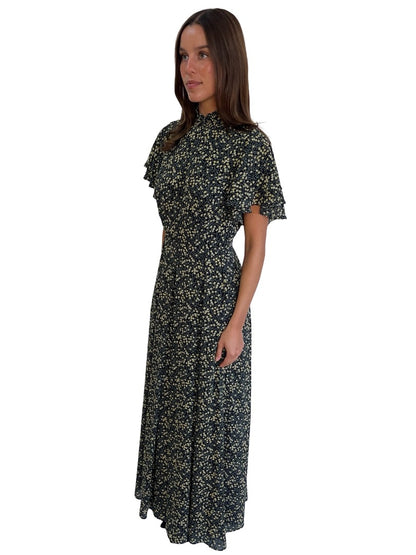 Mikhael Aghal Green/Black Floral Dress. Size: 8