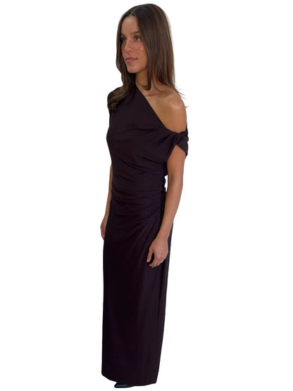 Camilla & Marc Chocolate 'Annalise' Draped Maxi Dress. Size: 8