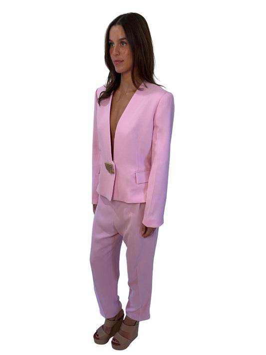 Carla Zampatti Pink Orchid Crepe Milan Jacket & Pant Set. Size: 12