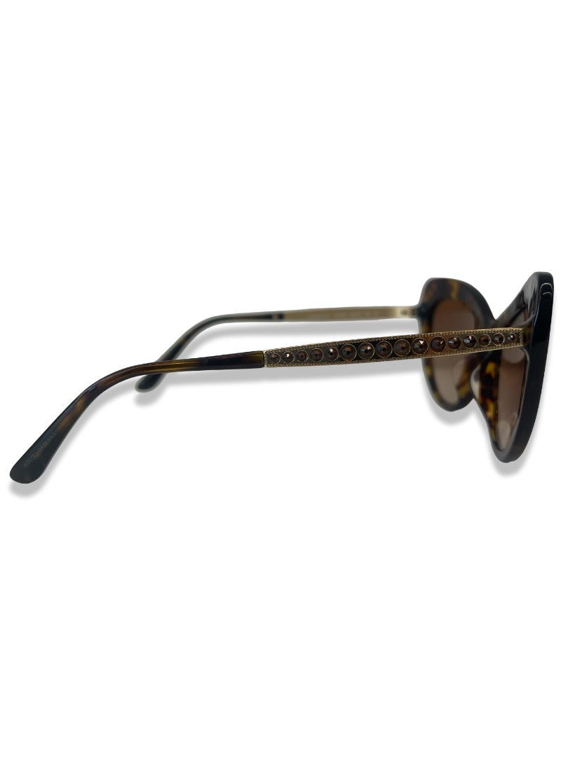 Dolce & Gabbana Brown Tortoiseshell Cat Eye Sunglasses.