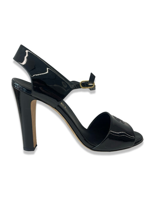 Chanel Black Patent Strap Heel. Size: 40.5