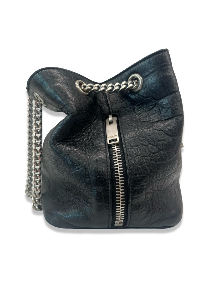 Yves Saint Laurent Black Classic Baby Emanuelle Chain Bucket Bag.